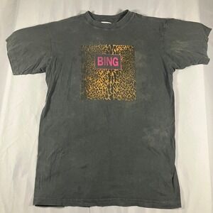ANINE BING Mens Charcoal Gray Leopard Graphic T Shirt XS